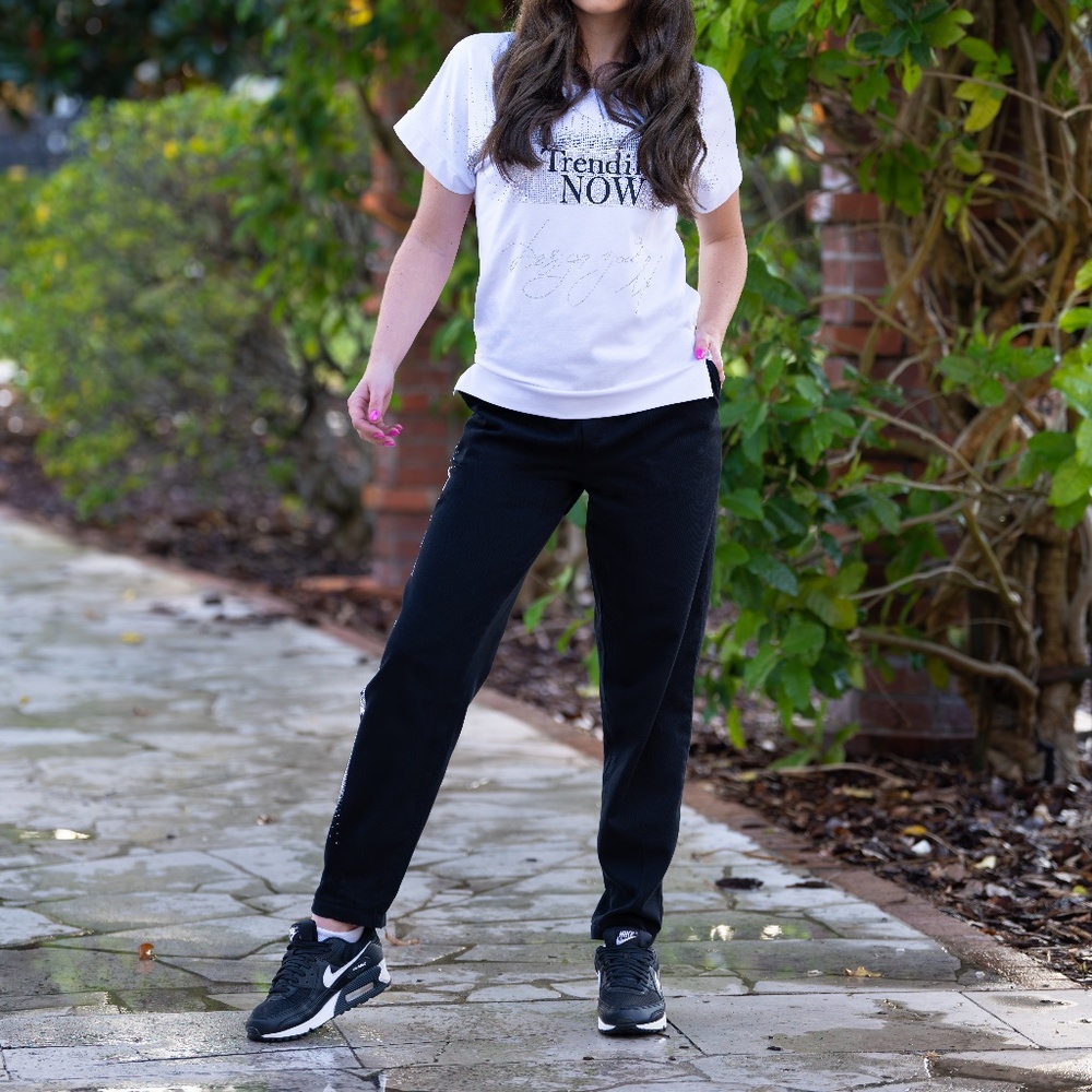 New Casual Women Pants, Premium Joggers, Soft Pants, Lounge Pants Rhinestones